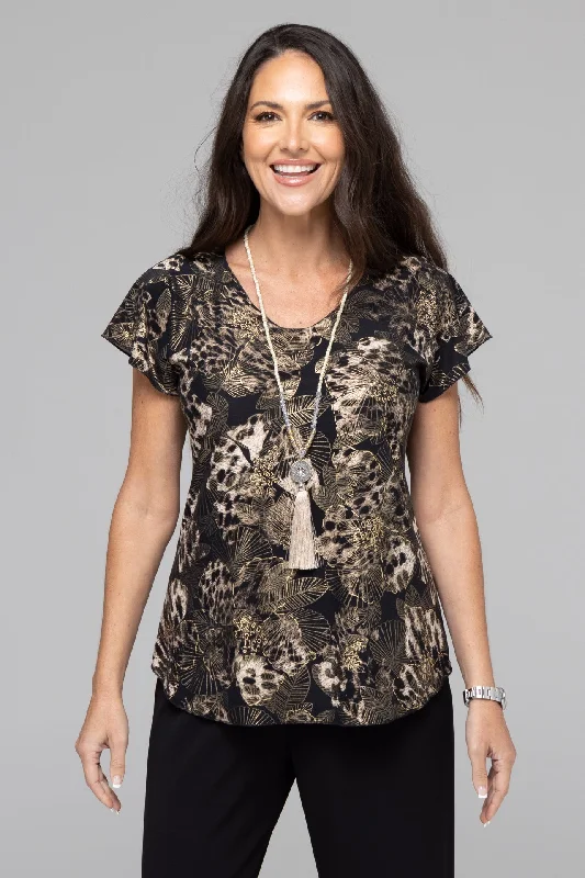 Special Buy Elk Print Short Sleeve Jersey Top