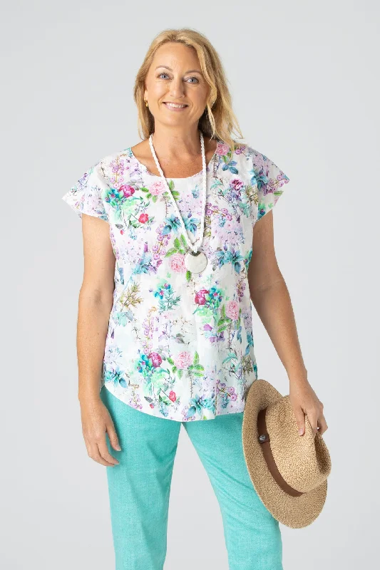 Weekend Extravaganza: Shop Now Pastel Print Short Sleeve Non-Crush Jacquard Cotton Top Weekend Extravaganza: Shop Now Pastel Print Short Sleeve Non-Crush Jacquard Cotton Top