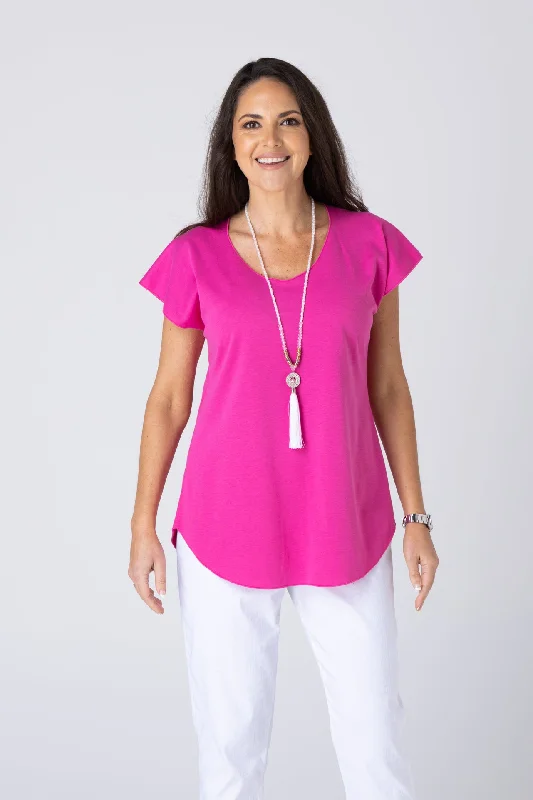 Special Buy Hot Pink Short Sleeve Cotton Sports Knit Top