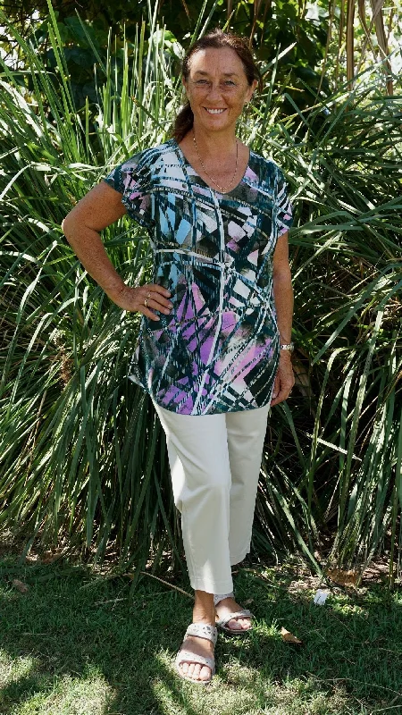 Instant Savings Rope Print Short Sleeve Jersey Top