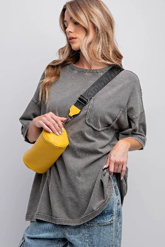 Weekend Bargains to Indulge In Charcoal Faded Wash Short Sleeve Top