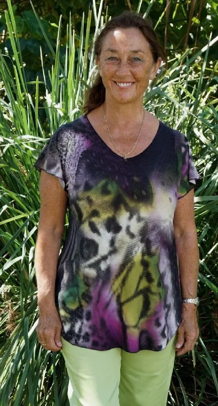 Mega Sale Cocoon Print Short Sleeve Jersey Top