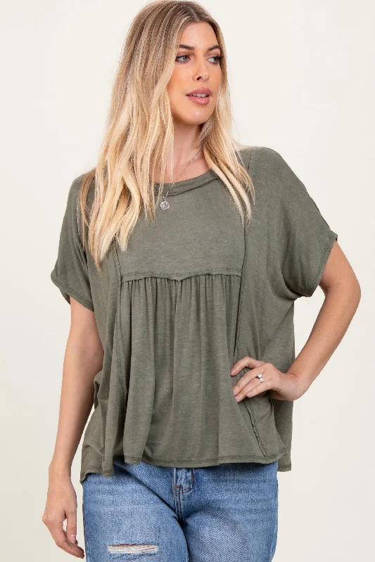 Buy Today Light Olive Flutter Sleeve Top