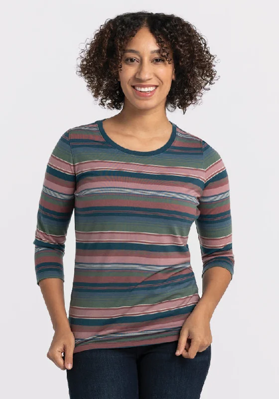 Weekend Deals That Thrill Jenny 3/4 Sleeve Crew Neck - Adirondack 2.0 Stripe