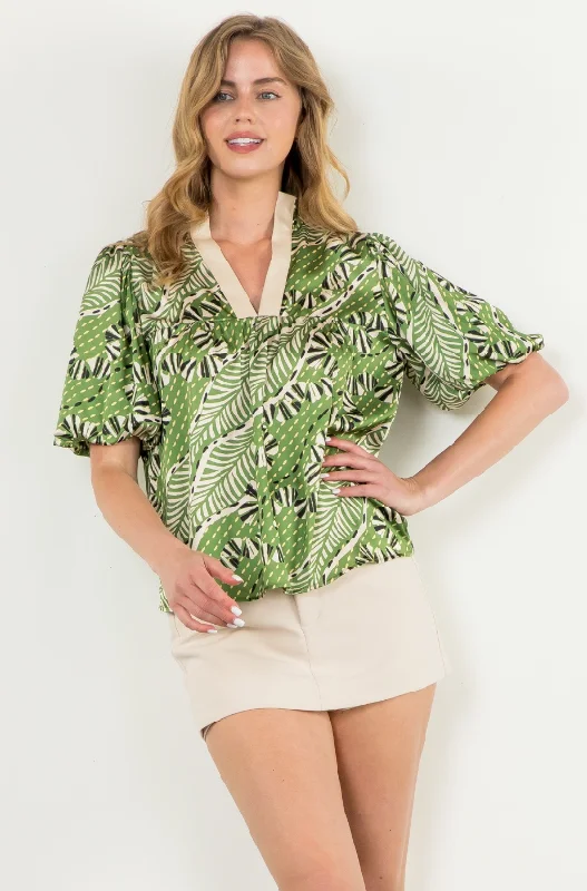 Weekend Specials to Cherish Joyce Puff Sleeve Print Top - Final Sale 30% off in cart