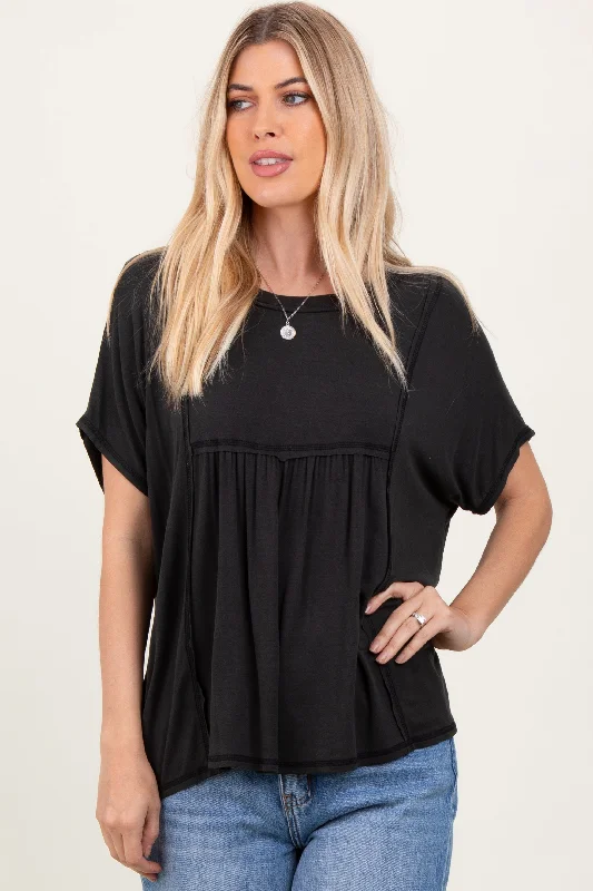 Act Now Black Flutter Sleeve Top