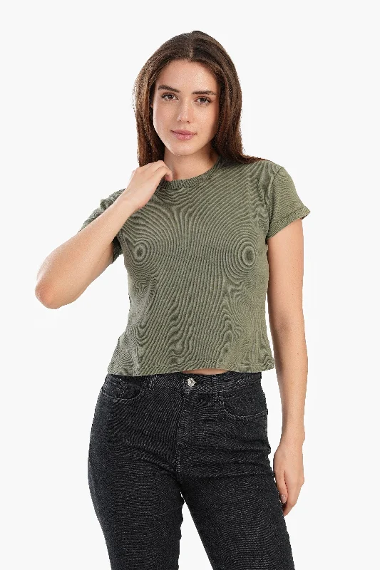 Weekend Offers That Tempt Ribbed Short Sleeves Top
