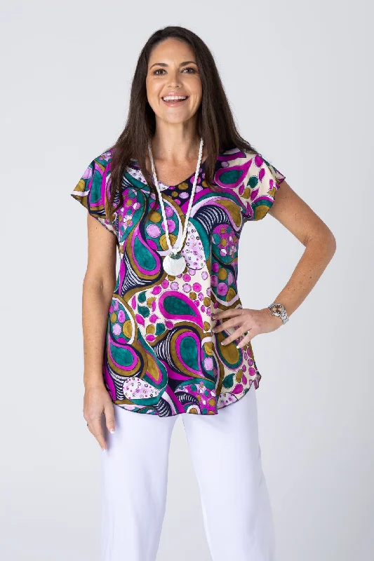 Weekend Specials Just for You Bubbles Print Short Sleeve Jersey Top