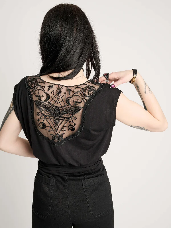 Weekend Shopping Extravaganza Deathmoth Embroidered Blouson Top