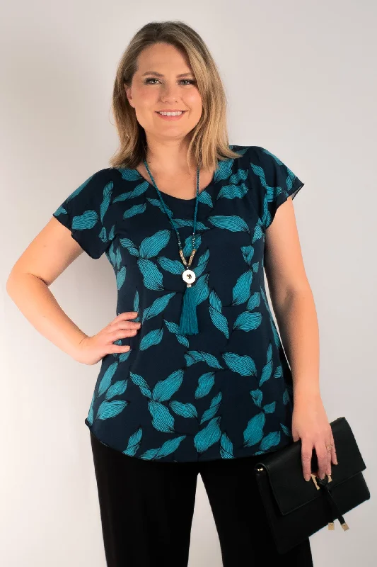 Extra Discount Cool Mint Print Short Sleeve Jersey Top
