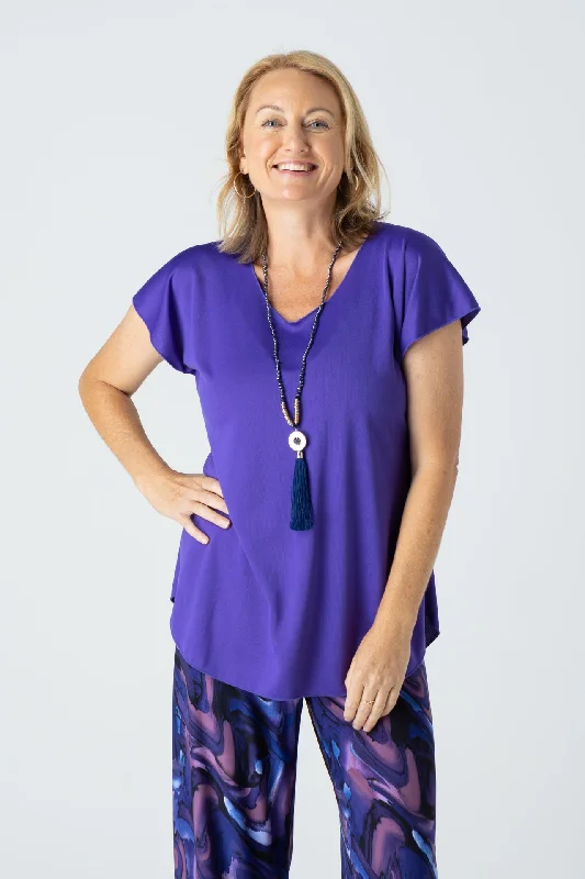 Don't Miss Out Purple Activewear Short Sleeve Top