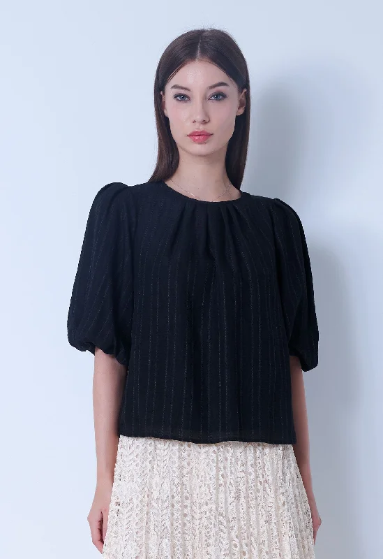 Shop the Weekend Away Thread Stripe Balloon Sleeve Top