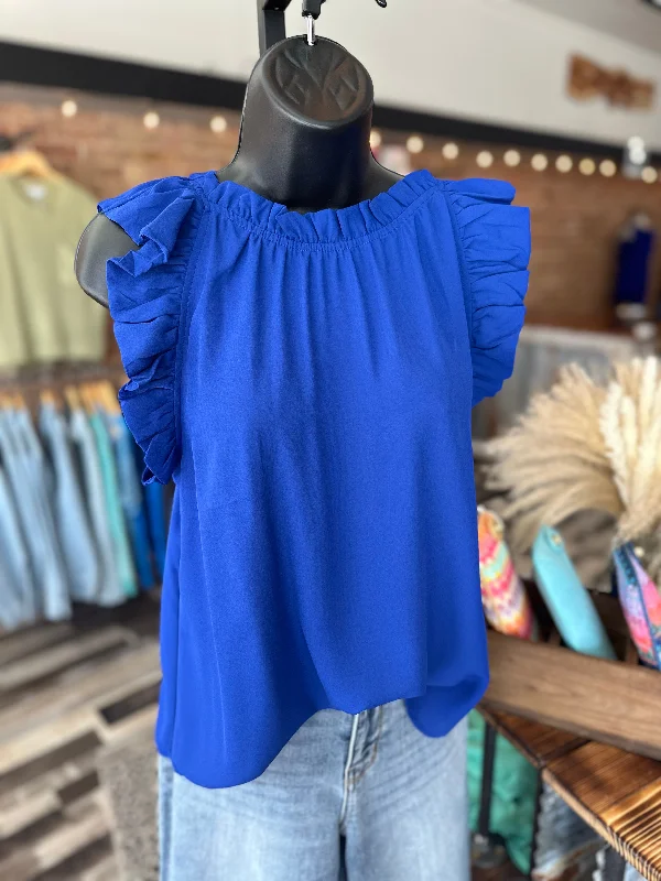 Early Access Sleeveless Ruffle Trim Blouse