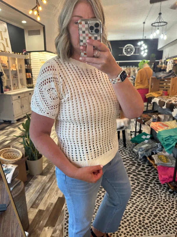 Instant Deal Crushing It Crochet Lace Sweater