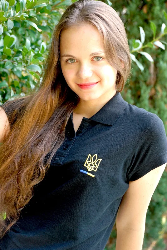 Weekend Shopping Extravaganza Women's polo shirt "Tryzub" black