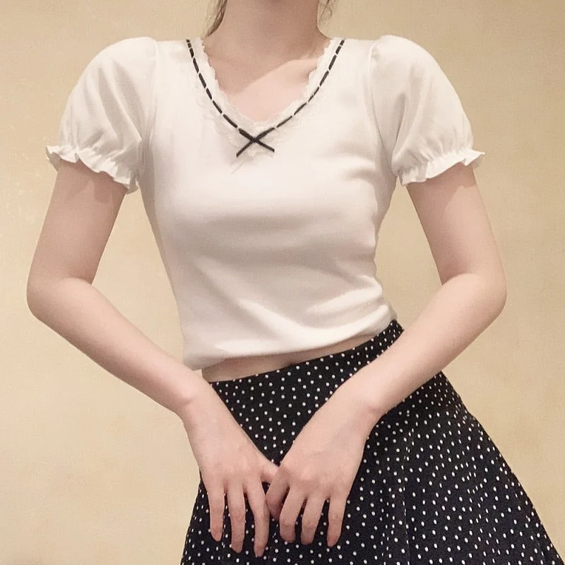 Clearance Sale Academia Inspired Black Bow Tee