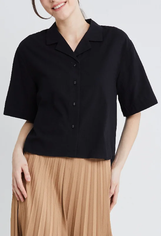 Weekend Savings Bonanza Boxy Button Down Linen Blouse