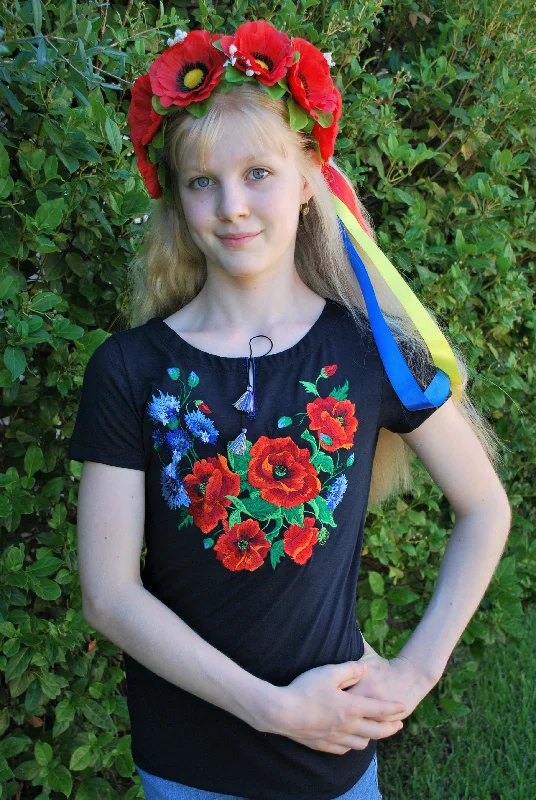 Exclusive Weekend Offers Inside Women's short sleeve shirt with real embroidery "Bluetness"