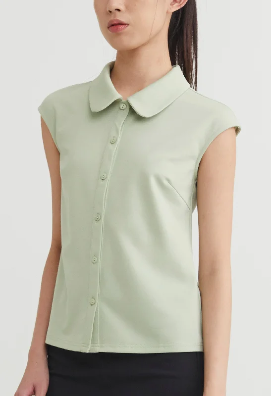 One-Day Only Weekday Cap Sleeve Button Down Top
