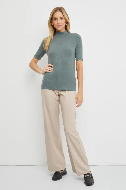 Half Price Olive Short Sleeve Turtleneck Top
