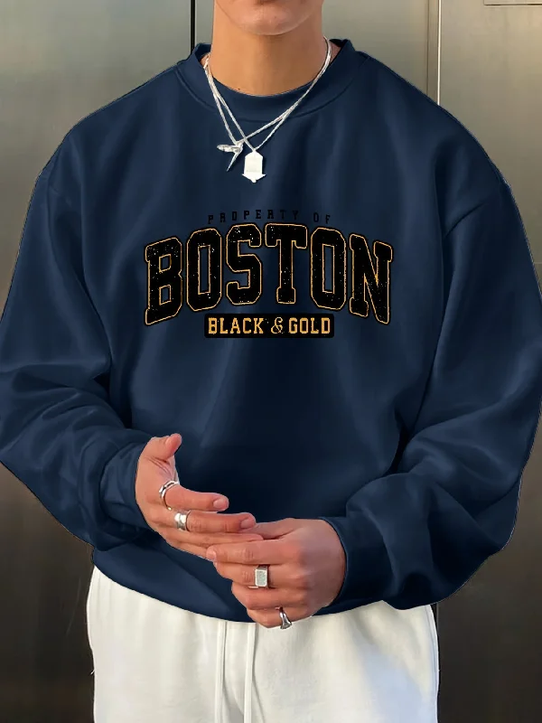 Weekend Price Cuts Galore Sixsr BOSTON Print Fashionable Men's Casual Long Sleeve Crew Neck Pullover Sweatshirt,Suitable For Outdoor Sports,For Autumn Spring,Can Be Paired With Hip-hop Necklace,As Gifts Weekend Price Cuts Galore Sixsr BOSTON Print Fashionable Men's Casual Long Sleeve Crew Neck Pullover Sweatshirt,Suitable For Outdoor Sports,For Autumn Spring,Can Be Paired With Hip-hop Necklace,As Gifts