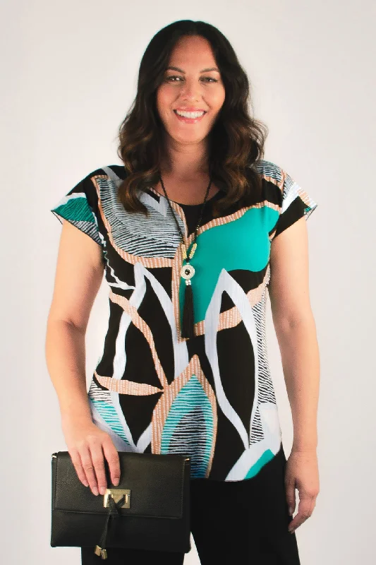 Bargain Alert Crater Print Short Sleeve Jersey Top
