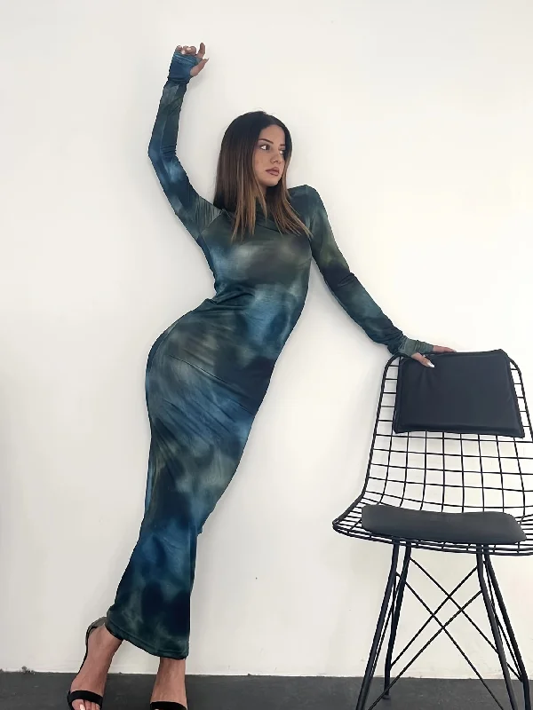 Discount Mania Sixsr Tie Dye Long Sleeve Bodycon Dress, Y2K Crew Neck Maxi Dress, Women's Clothing Discount Mania Sixsr Tie Dye Long Sleeve Bodycon Dress, Y2K Crew Neck Maxi Dress, Women's Clothing