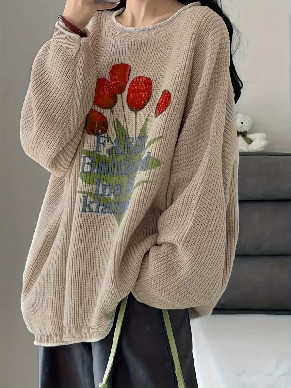 Weekend Offers That Please Sixsr Floral Pattern Knitted Pullover Sweater, Casual Long Sleeve Sweater For Fall & Winter, Women's Clothing Weekend Offers That Please Sixsr Floral Pattern Knitted Pullover Sweater, Casual Long Sleeve Sweater For Fall & Winter, Women's Clothing
