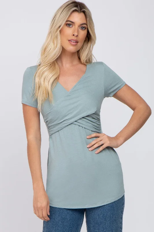 Limited Supply Light Olive Crossover Nursing Top