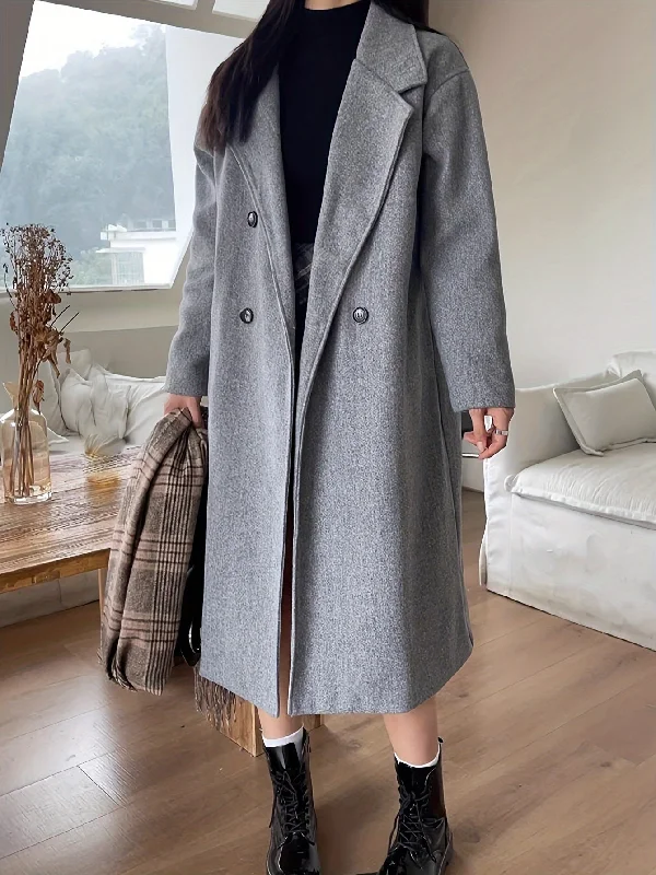 Weekend Extravaganza: Shop Now Sixsr Double Breasted Lapel Coat, Casual Long Sleeve Fall & Winter Outerwear, Women's Clothing Weekend Extravaganza: Shop Now Sixsr Double Breasted Lapel Coat, Casual Long Sleeve Fall & Winter Outerwear, Women's Clothing
