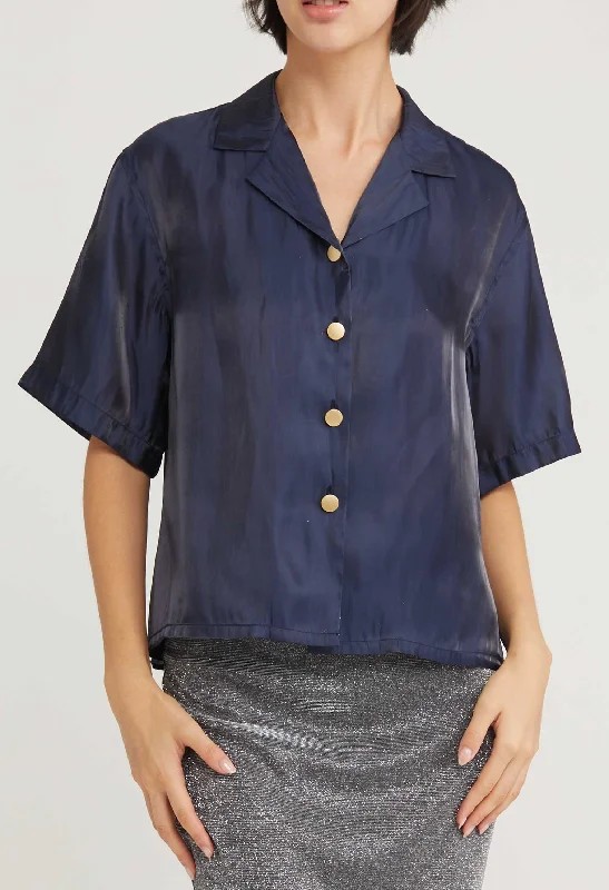 Weekend Bargains Just for You Satin Shimmer Short Sleeve Blouse