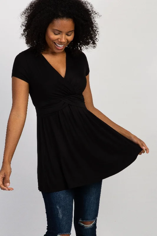 Weekend Deals That Spark PinkBlush Black Draped Front Nursing Top