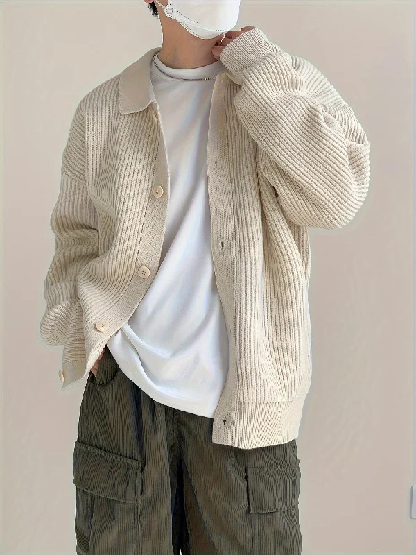 Weekend Savings Extravaganza Sixsr Men's Stylish Solid Loose Knitted Cardigan, Casual Medium Stretch Breathable Long Sleeve Button Up Top For City Walk Street Hanging Outdoor Activities Weekend Savings Extravaganza Sixsr Men's Stylish Solid Loose Knitted Cardigan, Casual Medium Stretch Breathable Long Sleeve Button Up Top For City Walk Street Hanging Outdoor Activities