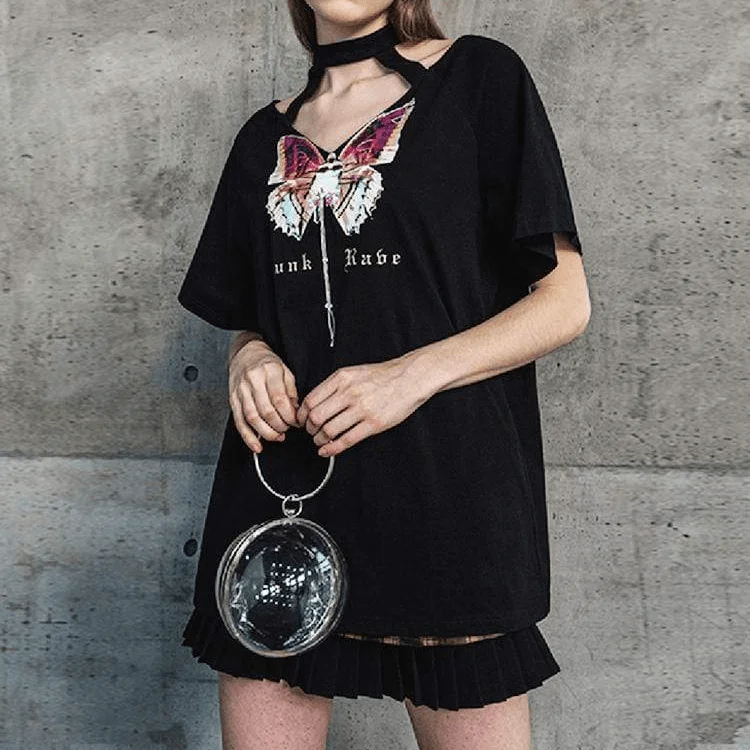 Hot Buy Women's Grunge Butterfly Printed Halter T-shirts