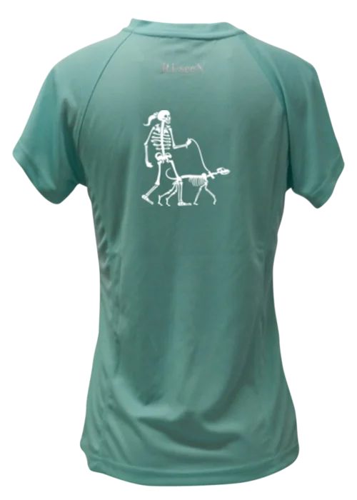 Bonus Offer Women's Reflective Short Sleeve Shirt - Skeleton Walking Skeleton Dog