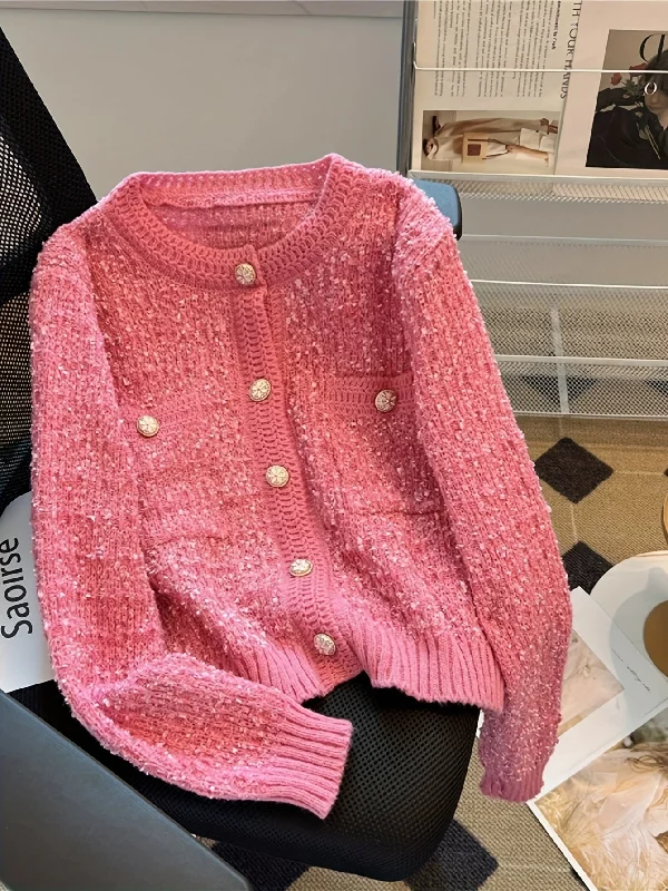 Now or Never Sixsr Solid Button Front Cardigan, Casual Long Sleeve Pocket Outwear, Women's Clothing Now or Never Sixsr Solid Button Front Cardigan, Casual Long Sleeve Pocket Outwear, Women's Clothing