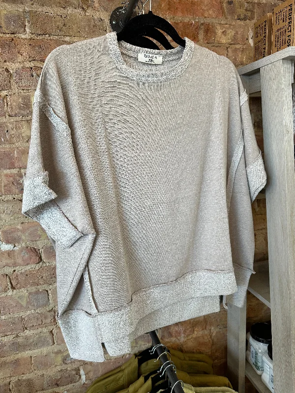 Online Exclusive Contrast Stitching Drop Shoulder Top