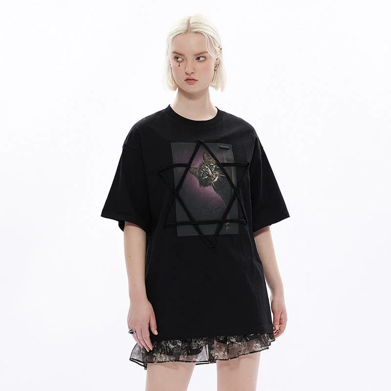 Weekend Savings Spectacular Women's Grunge Cute Cat Printed Casual Tee