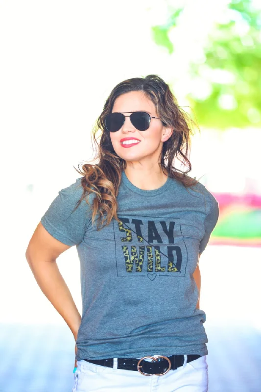 Weekend Discounts You Deserve Stay Wild Leopard Graphic Tee