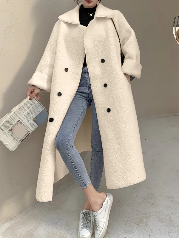 Weekend Discounts to Love Sixsr Solid Double Breasted Belted Overcoat, Elegant Long Sleeve Outwear For Fall & Winter, Women's Clothing Weekend Discounts to Love Sixsr Solid Double Breasted Belted Overcoat, Elegant Long Sleeve Outwear For Fall & Winter, Women's Clothing