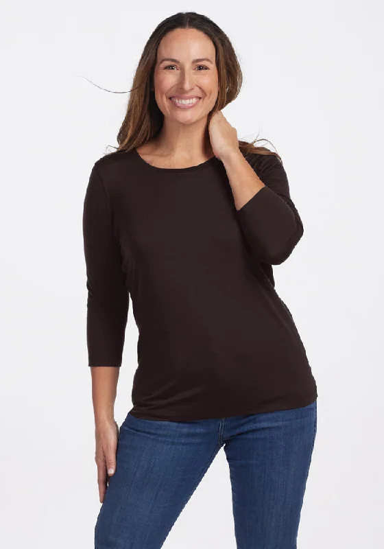 Weekend Deals That Dazzle Jenny 3/4 Sleeve Crew Neck - French Roast