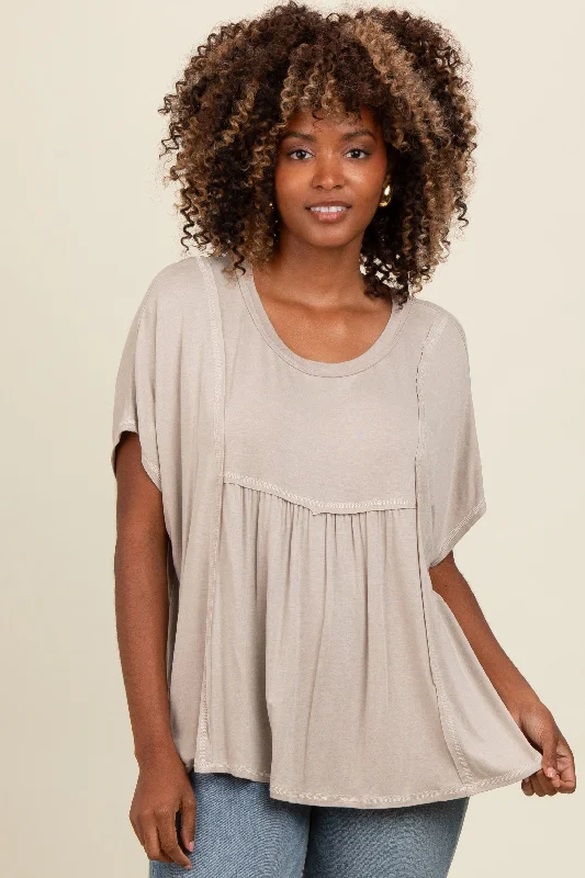 Daily Special Grey Flutter Sleeve Top