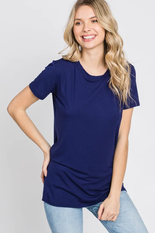 New Deal Navy Basic Short Sleeve Top