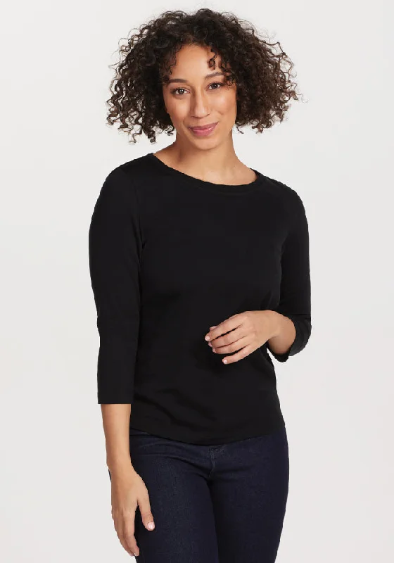Don't Miss Out Jenny 3/4 Sleeve Crew Neck - Black