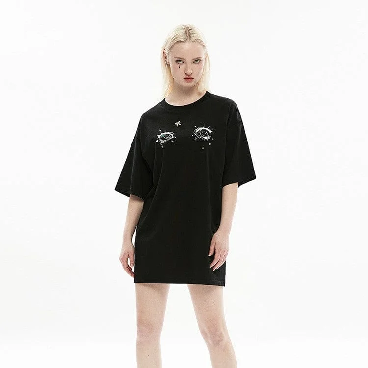 Extra Discount Women's Grunge Devil's Eyes Casual Tee