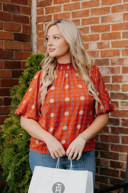 Weekend Bargains to Snag Elsa Mock Neck Puff Sleeve Top