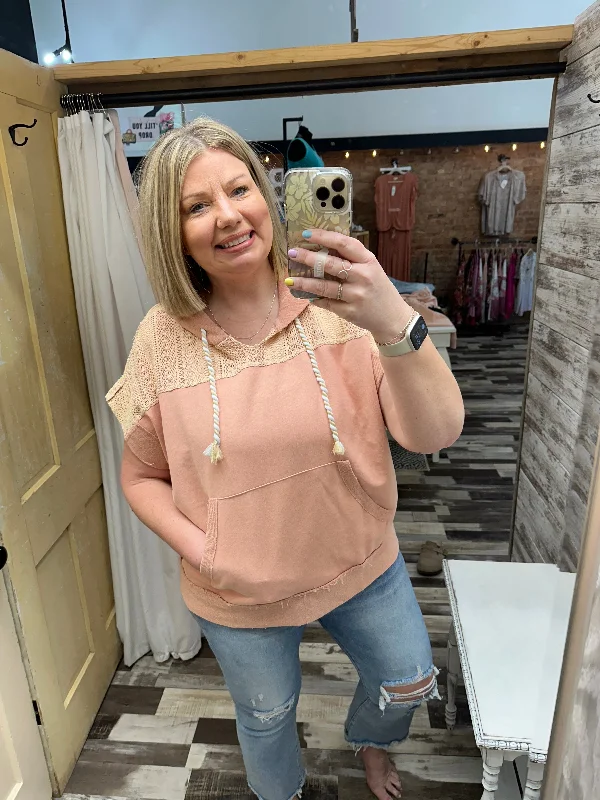 Super Bargain Mineral Washed Colorblock w/Detail Hooded Sweatshirt
