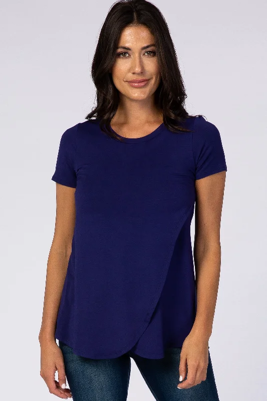 Weekend Discounts to Celebrate Navy Layered Wrap Front Nursing Top