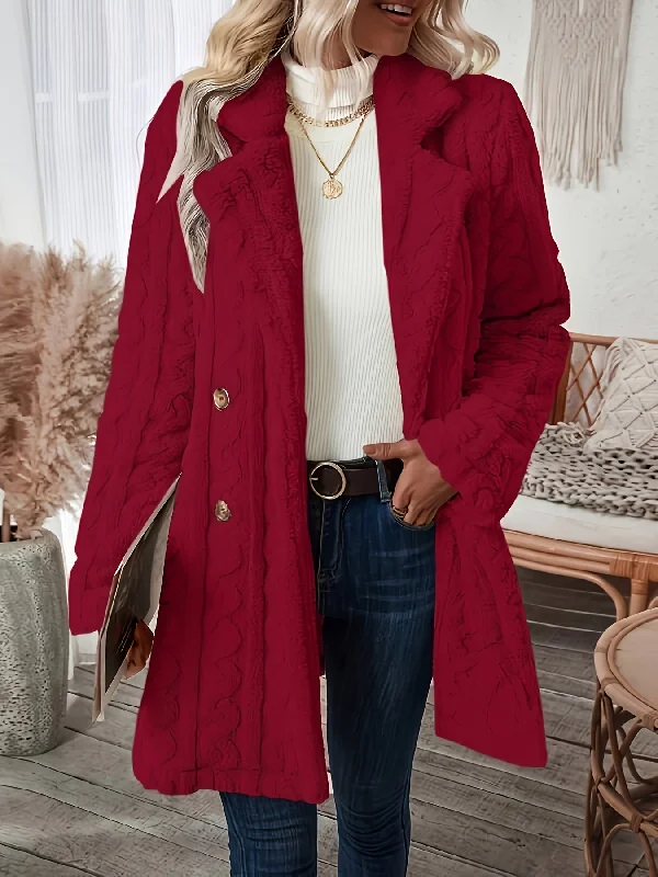 Deal Alert Sixsr Double-breasted Teddy Bear Coat, Casual Thermal Lapel Neck Long Sleeve Plush Jacket For Winter, Women's Clothing Deal Alert Sixsr Double-breasted Teddy Bear Coat, Casual Thermal Lapel Neck Long Sleeve Plush Jacket For Winter, Women's Clothing