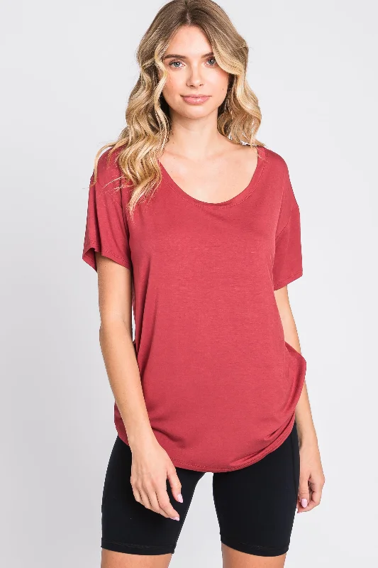 Limited Supply Rust Scoop Neck Basic Tee